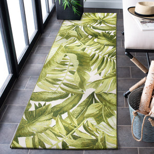 Safavieh Barbados Exquisite Ivory Area Rug With Lush Tropical Leaf Design For Indoor And Outdoor Elegance Ivory ,Green 76% Polypropylene,23% Polyester,1% Backing Material Bar598a-7sq