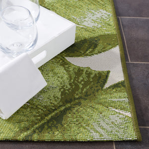 Safavieh Barbados Exquisite Ivory Area Rug With Lush Tropical Leaf Design For Indoor And Outdoor Elegance Ivory ,Green 76% Polypropylene,23% Polyester,1% Backing Material Bar598a-7sq