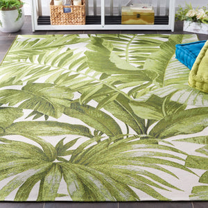 Safavieh Barbados Exquisite Ivory Area Rug With Lush Tropical Leaf Design For Indoor And Outdoor Elegance Ivory ,Green 76% Polypropylene,23% Polyester,1% Backing Material Bar598a-7sq
