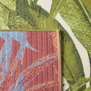 Safavieh Barbados Exquisite Ivory Area Rug With Lush Tropical Leaf Design For Indoor And Outdoor Elegance Ivory ,Green 76% Polypropylene,23% Polyester,1% Backing Material Bar598a-7sq