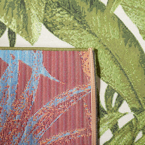 Safavieh Barbados Exquisite Ivory Area Rug With Lush Tropical Leaf Design For Indoor And Outdoor Elegance Ivory ,Green 76% Polypropylene,23% Polyester,1% Backing Material Bar598a-7sq