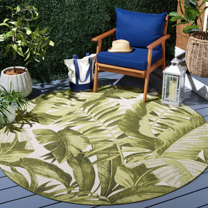 Safavieh Barbados Exquisite Ivory Area Rug With Lush Tropical Leaf Design For Indoor And Outdoor Elegance Ivory ,Green 76% Polypropylene,23% Polyester,1% Backing Material Bar598a-7sq