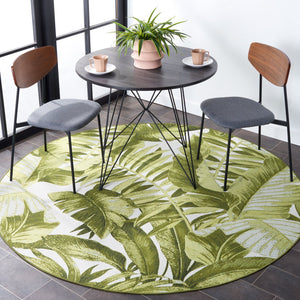 Safavieh Barbados Exquisite Ivory Area Rug With Lush Tropical Leaf Design For Indoor And Outdoor Elegance Ivory ,Green 76% Polypropylene,23% Polyester,1% Backing Material Bar598a-7sq