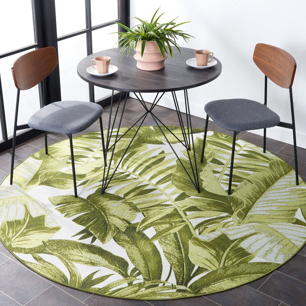 Safavieh Barbados Exquisite Ivory Area Rug With Lush Tropical Leaf Design For Indoor And Outdoor Elegance Ivory ,Green 76% Polypropylene,23% Polyester,1% Backing Material Bar598a-7sq