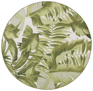 Safavieh Barbados Exquisite Ivory Area Rug With Lush Tropical Leaf Design For Indoor And Outdoor Elegance Ivory ,Green 76% Polypropylene,23% Polyester,1% Backing Material Bar598a-7sq