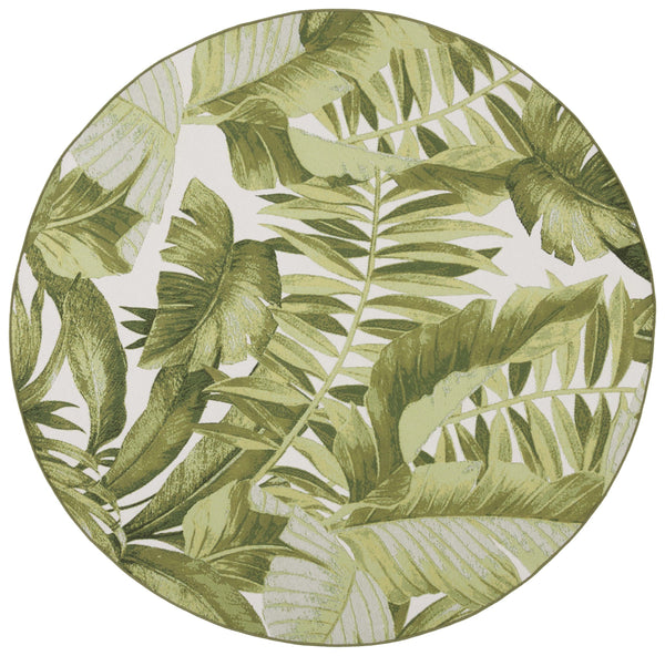 Safavieh Barbados Exquisite Ivory Area Rug With Lush Tropical Leaf Design For Indoor And Outdoor Elegance Ivory ,Green 76% Polypropylene,23% Polyester,1% Backing Material Bar598a-7sq
