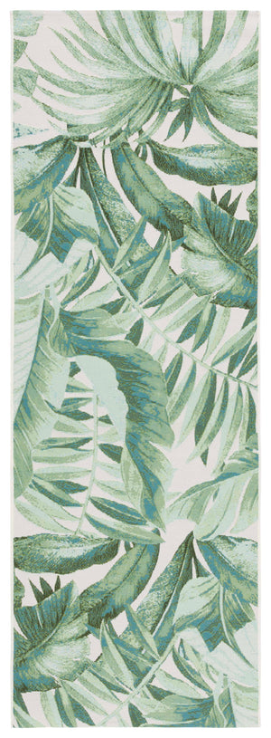 Safavieh Barbados Exquisite Ivory Area Rug With Lush Tropical Leaf Design For Indoor And Outdoor Elegance Green ,Teal 76% Polypropylene,23% Polyester,1% Backing Material Bar598y-28