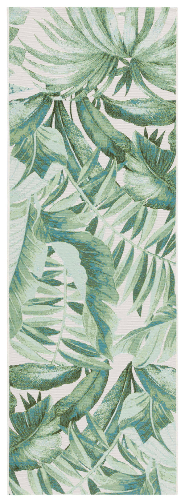 Safavieh Barbados Exquisite Ivory Area Rug With Lush Tropical Leaf Design For Indoor And Outdoor Elegance Green ,Teal 76% Polypropylene,23% Polyester,1% Backing Material Bar598y-28
