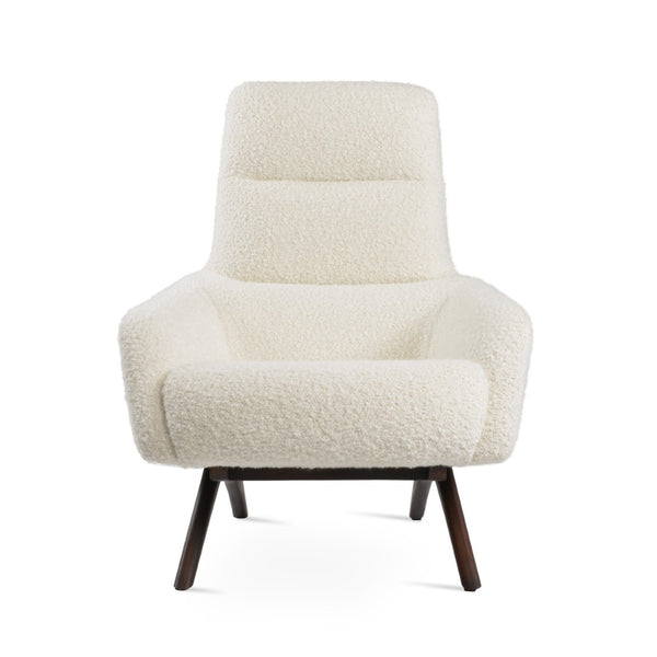 Soho Concept Barcelona Armchair With Ottoman - Classic Walnut Finish, 10-year Guarantee, Luxurious Wool Fabrics White,Walnut  Soho-concept-dining-chair-12808