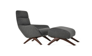 Soho Concept Barcelona Armchair X-wood Base With Ottoman, Luxurious Wool Fabric, 10-year Guarantee, Walnut Finish Walnut,Dark Grey  Soho-concept-dining-chair-12822