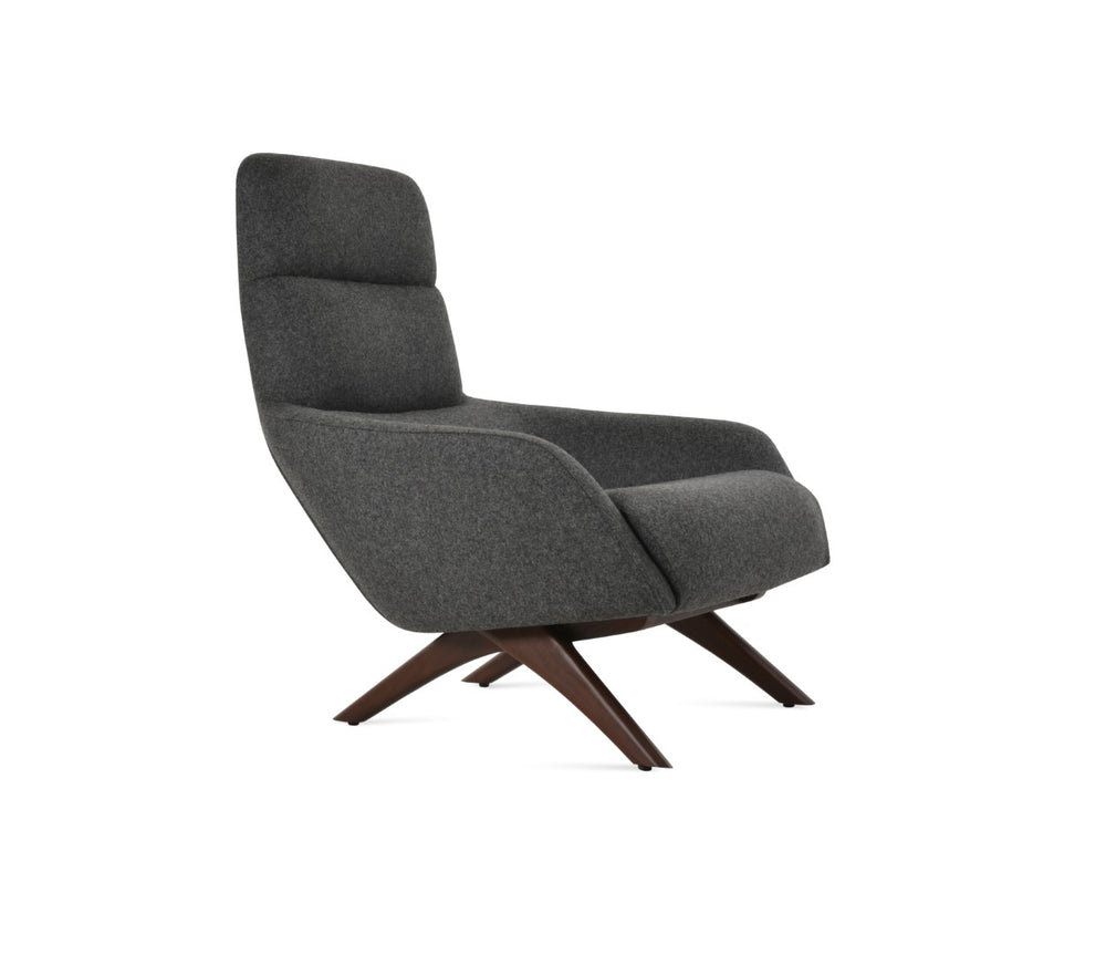 Soho Concept Barcelona Armchair X-wood Base With Ottoman, Luxurious Wool Fabric, 10-year Guarantee, Walnut Finish Walnut,Dark Grey  Soho-concept-dining-chair-12812