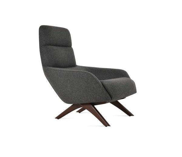 Soho Concept Barcelona Armchair X-wood Base With Ottoman, Luxurious Wool Fabric, 10-year Guarantee, Walnut Finish Walnut,Dark Grey  Soho-concept-dining-chair-12812