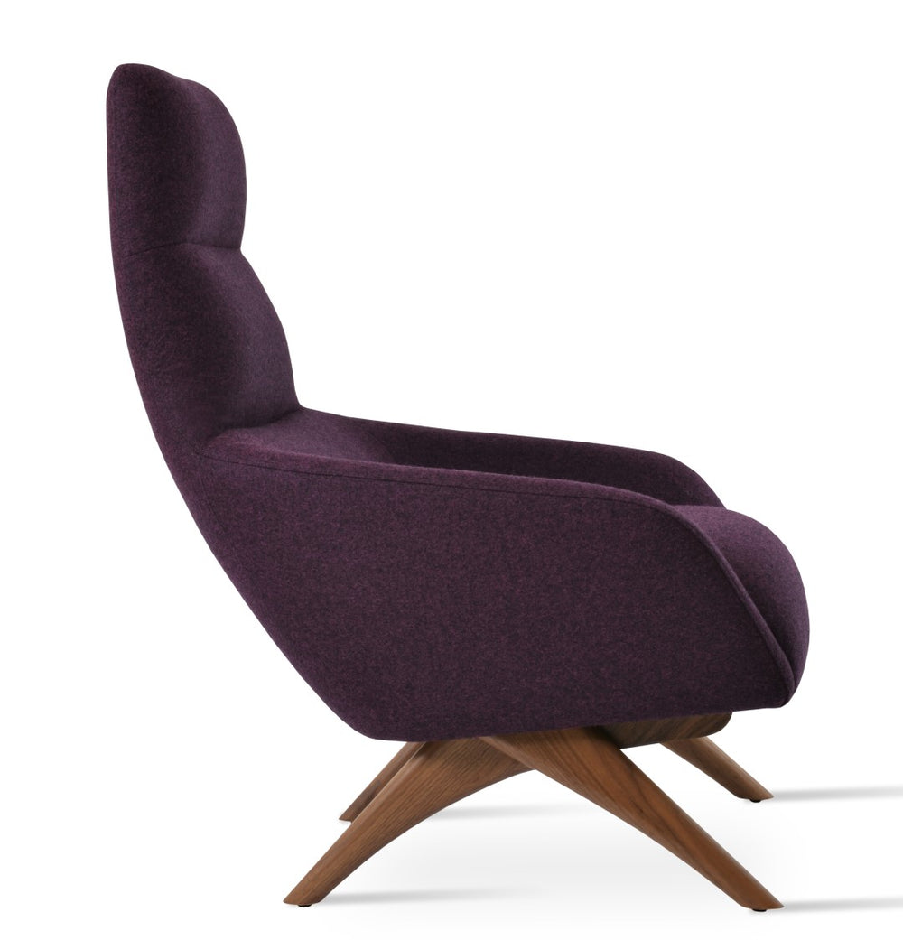 Soho Concept Barcelona Armchair With Ottoman - Classic Walnut Finish, 10-year Guarantee, Luxurious Wool Fabrics Walnut  Soho-concept-dining-chair-12815