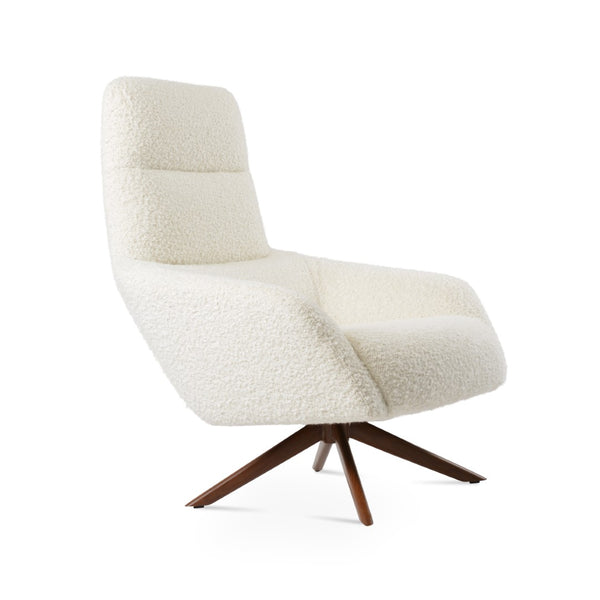 Soho Concept Barcelona Armchair Sword-swivel Lounge Base - Premium Wool Upholstery, 10-year Guarantee, Modern Comfort Walnut,White  Soho-concept-dining-chair-12825