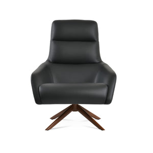 Soho Concept Barcelona Armchair - Sleek Sword-swivel Lounge Base In Soft Leatherette, 2-year Guarantee, 350 Lbs Capacity Walnut,Black  Soho-concept-dining-chair-12826
