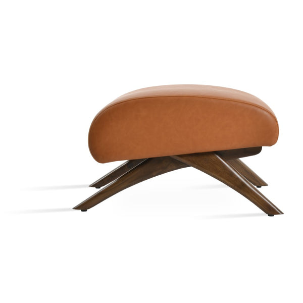 Soho Concept Barcelona Ottoman X-wood Base - Stylish Walnut Finish, Soft Leatherette, 2-year Guarantee, 350 Lbs Capacity Walnut  Soho-concept-dining-chair-13358