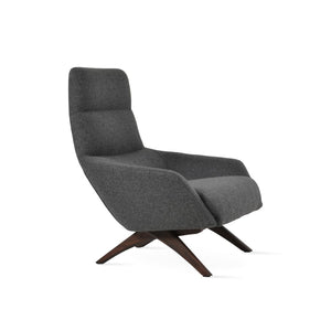 Soho Concept Barcelona Armchair With Ottoman - Classic Walnut Finish, 10-year Guarantee, Luxurious Wool Fabrics Walnut,Dark Grey  Soho-concept-dining-chair-12852