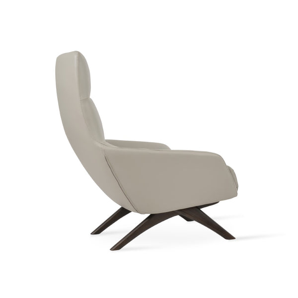 Soho Concept Barcelona Armchair - Classic Elegance With Leatherette Upholstery & Ottoman, 2-year Guarantee! Light Grey,Walnut  Soho-concept-dining-chair-12798