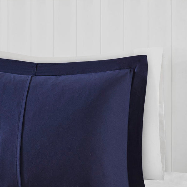 JLA Home Parkston Plaid Stripe Microfiber Comforter Set with Scotchgard All Season Warmth Navy Twin BASI10-0242