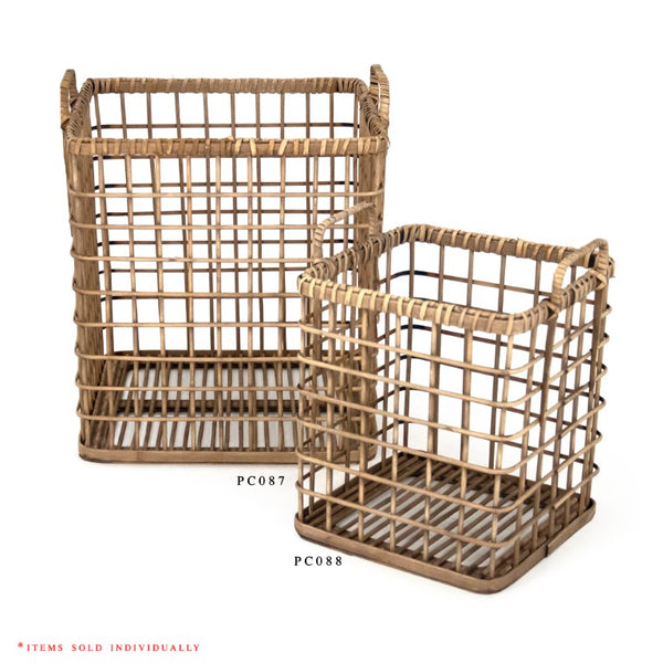 Zentique Large Wood Basket for Living Room Storage — 15.75" W x 17.5" H Organizer for Throws, Toys, Decor PC087