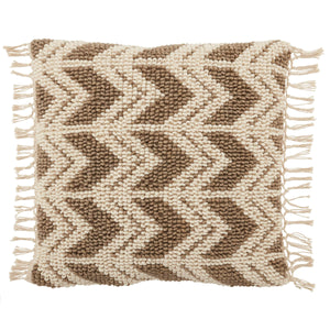Jaipur Living Jaipur Living Boucle Chevron Wool Blend Pillow Cover with Macrame Tassel Trim Olive PLC102405