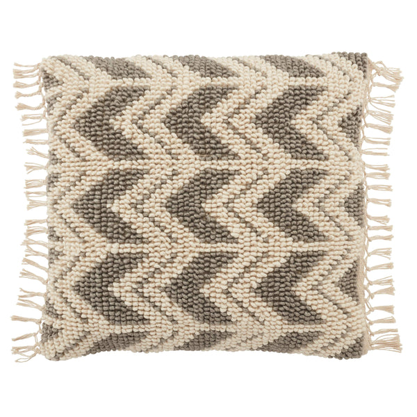 Jaipur Living Jaipur Living Boucle Chevron Throw Pillow with Macrame Tassel Trim Boho Square Accent Gray Poly Fill PLW103673
