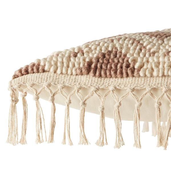 Jaipur Living Jaipur Living Boucle Chevron Wool Blend Pillow Cover with Macrame Tassel Trim Mauve PLC102407