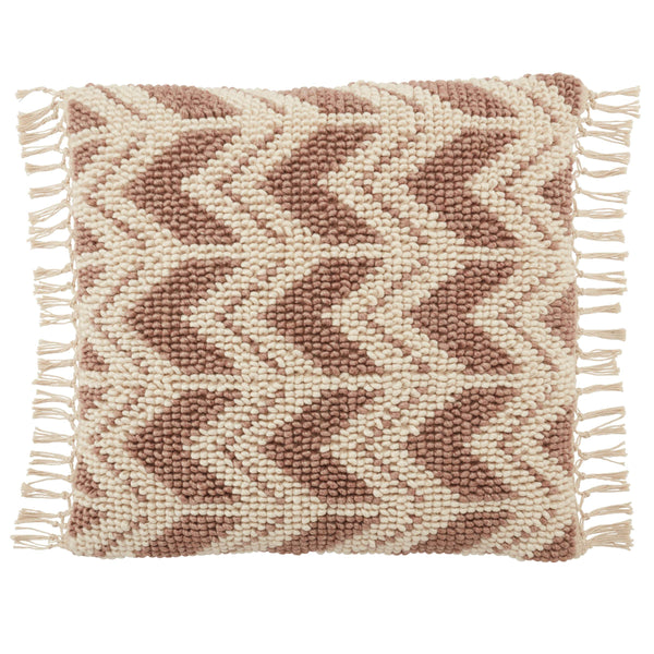 Jaipur Living Jaipur Living Boucle Chevron Throw Pillow with Macrame Tassel Trim Boho Square Accent Mauve Down PLW103674