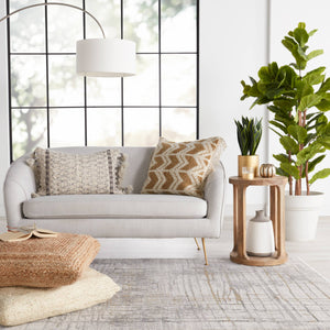 Jaipur Living Jaipur Living Boucle Chevron Throw Pillow with Macrame Tassel Trim Boho Square Accent Gold Down PLW103676