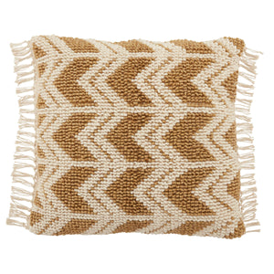 Jaipur Living Jaipur Living Boucle Chevron Throw Pillow with Macrame Tassel Trim Boho Square Accent Gold Down PLW103676