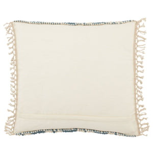 Jaipur Living Jaipur Living Boucle Chevron Throw Pillow with Macrame Tassel Trim Boho Square Accent Blue Poly Fill PLW103679