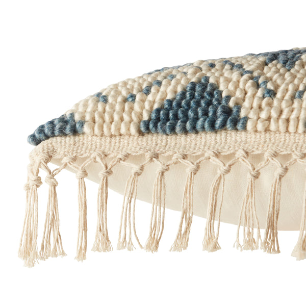 Jaipur Living Jaipur Living Boucle Chevron Wool Blend Pillow Cover with Macrame Tassel Trim Blue PLC102409