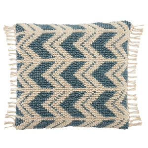 Jaipur Living Jaipur Living Boucle Chevron Throw Pillow with Macrame Tassel Trim Boho Square Accent Blue Poly Fill PLW103679