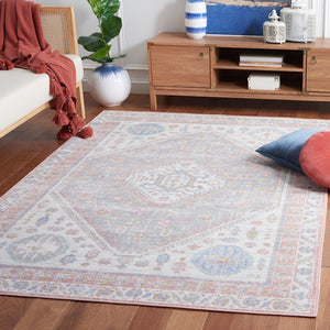 Safavieh Bayside Large Rectangle Area Rug - Elegant Turkish Design In Ivory With Blue And Pink Hues Ivory ,Blue Pink Polyester Bay118a-5r