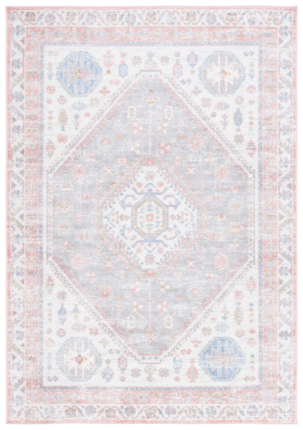 Safavieh Bayside Large Rectangle Area Rug - Elegant Turkish Design In Ivory With Blue And Pink Hues Ivory ,Blue Pink Polyester Bay118a-5r