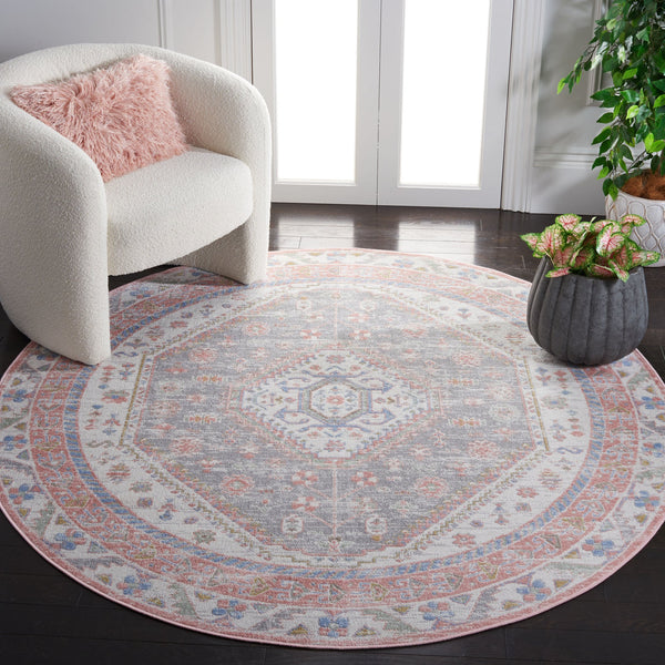 Safavieh Bayside Large Rectangle Area Rug - Elegant Turkish Design In Ivory With Blue And Pink Hues Ivory ,Blue Pink Polyester Bay118a-5r