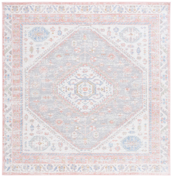 Safavieh Bayside Large Rectangle Area Rug - Elegant Turkish Design In Ivory With Blue And Pink Hues Ivory ,Blue Pink Polyester Bay118a-5r