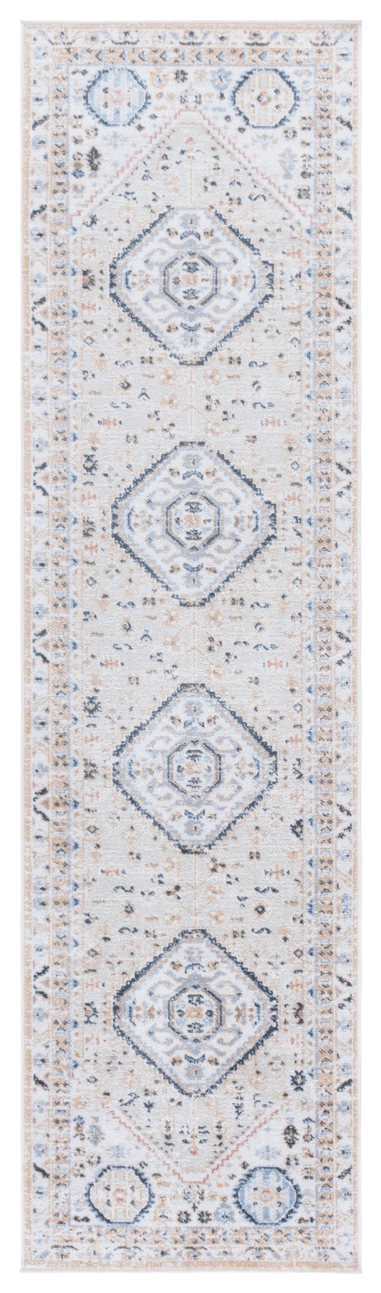 Safavieh Bayside Large Rectangle Area Rug - Elegant Turkish Design In Ivory With Blue And Pink Hues Ivory ,Beige Blue Polyester Bay118b-8