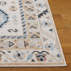 Safavieh Bayside Traditional Ivory And Beige Blue Runner Area Rug - Elegance Meets Easy Care For Any Space Ivory ,Beige Blue Polyester Bay118b-5