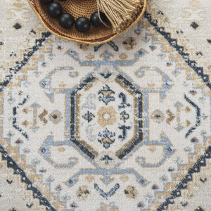 Safavieh Bayside Traditional Ivory And Beige Blue Runner Area Rug - Elegance Meets Easy Care For Any Space Ivory ,Beige Blue Polyester Bay118b-5