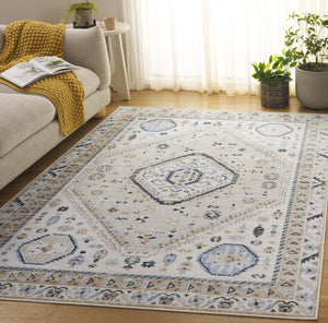 Safavieh Bayside Traditional Ivory And Beige Blue Runner Area Rug - Elegance Meets Easy Care For Any Space Ivory ,Beige Blue Polyester Bay118b-5