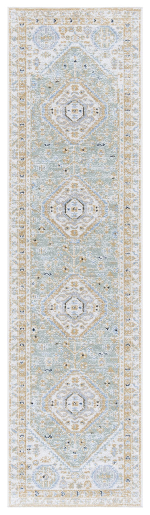 Safavieh Bayside Large Rectangle Area Rug - Elegant Turkish Design In Ivory With Blue And Pink Hues Gold ,Green Polyester Bay118d-8