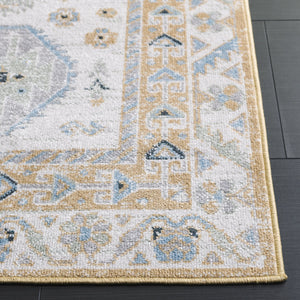Safavieh Bayside Traditional Ivory And Beige Blue Runner Area Rug - Elegance Meets Easy Care For Any Space Gold ,Green Polyester Bay118d-5