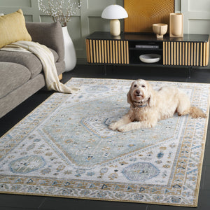 Safavieh Bayside Large Rectangle Area Rug - Elegant Turkish Design In Ivory With Blue And Pink Hues Gold ,Green Polyester Bay118d-8