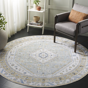 Safavieh Bayside Traditional Ivory And Beige Blue Runner Area Rug - Elegance Meets Easy Care For Any Space Gold ,Green Polyester Bay118d-7r