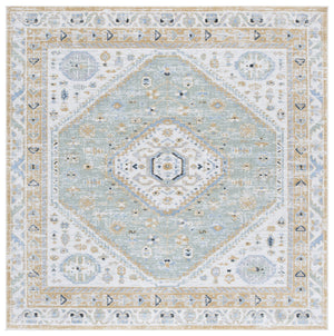 Safavieh Bayside Traditional Ivory And Beige Blue Runner Area Rug - Elegance Meets Easy Care For Any Space Gold ,Green Polyester Bay118d-7sq
