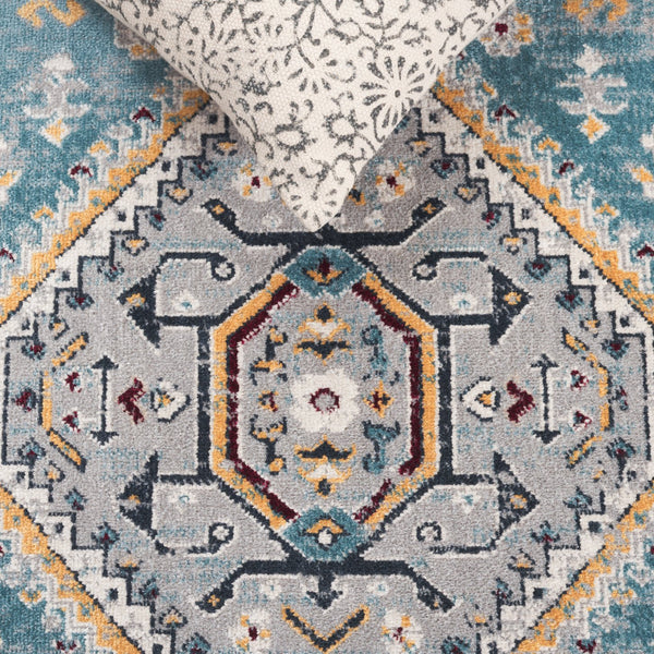 Safavieh Bayside Traditional Ivory And Beige Blue Runner Area Rug - Elegance Meets Easy Care For Any Space Blue ,Grey Polyester Bay118l-5