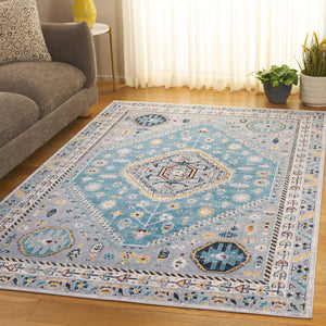 Safavieh Bayside Large Rectangle Area Rug - Elegant Turkish Design In Ivory With Blue And Pink Hues Blue ,Grey Polyester Bay118l-4