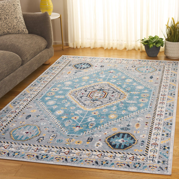 Safavieh Bayside Large Rectangle Area Rug - Elegant Turkish Design In Ivory With Blue And Pink Hues Blue ,Grey Polyester Bay118l-4