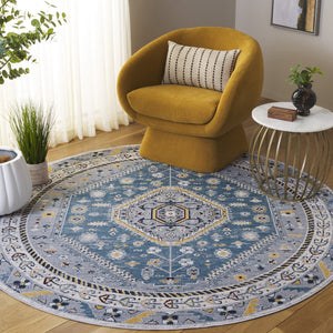 Safavieh Bayside Traditional Ivory And Beige Blue Runner Area Rug - Elegance Meets Easy Care For Any Space Blue ,Grey Polyester Bay118l-7r